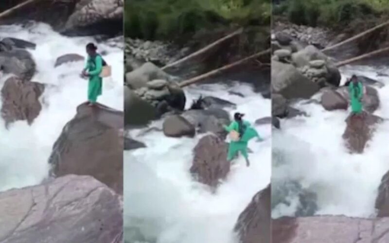 ਓਵਰ ਫਲੋਅ ਨਾਲੇ ‘ਚ ਛਾਲ ਮਾਰਦੀ ਦਿਖਾਈ ਦਿੱਤੀ ਨਰਸ, ਵੀਡੀਓ ਵਾਇਰਲ