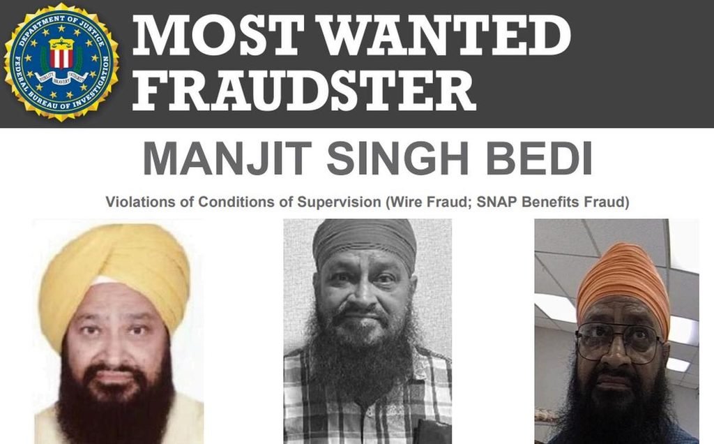 ਅਮਰੀਕਾ ‘ਚ ਫੂਡ ਬੈਨੀਫਿਟ ਧੋਖਾਧੜੀ ਦੇ ਦੋਸ਼ੀ ਮਨਜੀਤ ਸਿੰਘ ਬੇਦੀ ਨੂੰ ਪੰਜਾਬ ‘ਚ ਕੀਤਾ ਗ੍ਰਿਫ਼ਤਾਰ; FBI ਨੂੰ ਲੋੜੀਂਦਾ