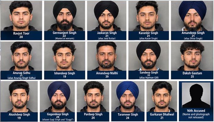 ਕੈਨੇਡਾ ‘ਚ 16 ਪੰਜਾਬੀ ਮੂਲ ਦੇ ਲੋਕਾਂ ‘ਤੇ ਲੱਗੇ 56 ਅਪਰਾਧਿਕ ਦੋਸ਼